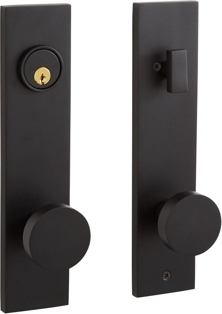 Signature Hardware 951129-KE-238 Moceri Solid Brass Keyed Entry Door Knob Set with 2-3/8" Backset - Matte Black