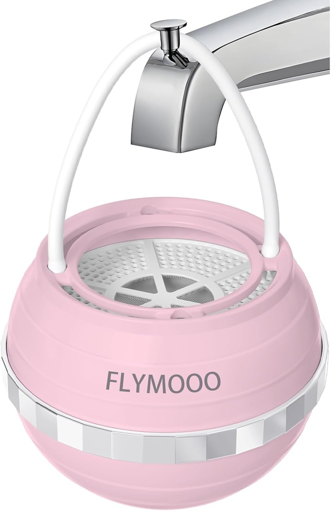 Bath Water Filter for Tub Faucet - 8 Stages Bathtub Water Filter Reduces Contaminants for Softer, Smoother Skin - 2,500 Gallons of Filtration, BPA Free (Pink)