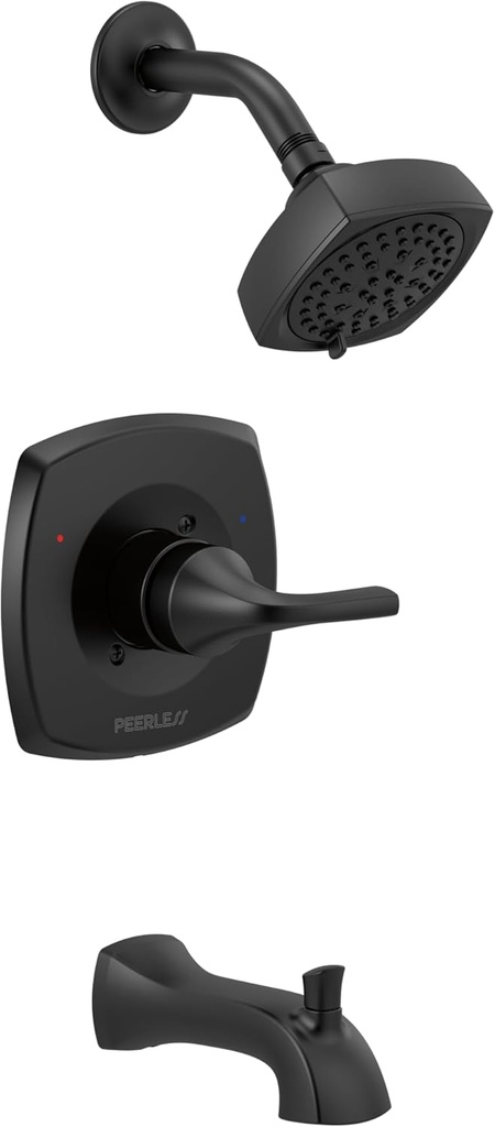 Peerless Parkwood Tub Shower Faucet Set Black, Shower Trim Kit, Shower Fixtures, Bathtub Faucet Set, Shower Handle, Matte Black PTT14435-BL