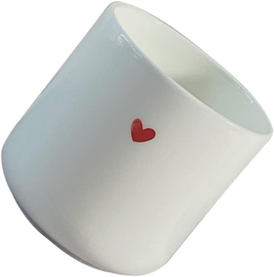 Zerodeko Heart Ceramic Cup Cute Couple Water Coffee Mug for Home Office Simple Bone Storage Cup Stain Resistant and Easy to Clean
