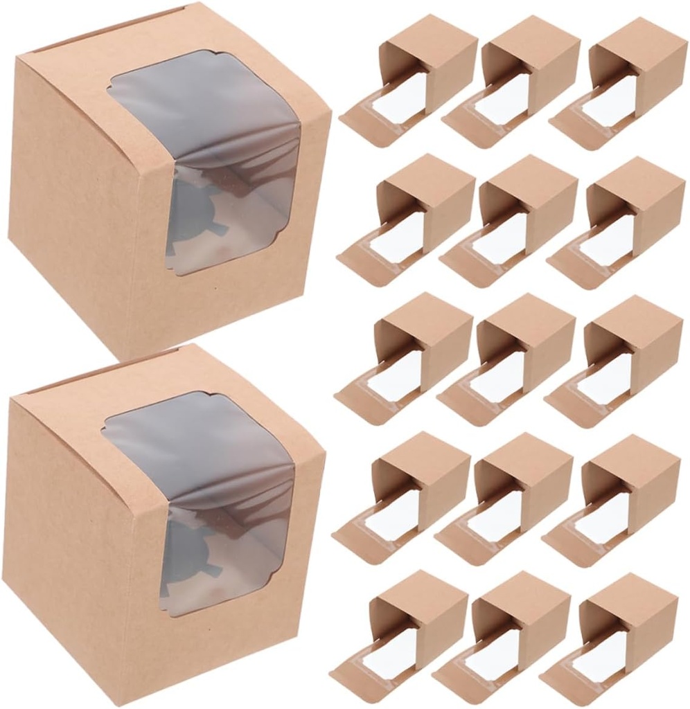 40pcs Individual Cupcake Containers Kraft Dessert Boxes Lids for Weddings Parties and Home Baking Sturdy Design for Secure Transport and Easy Cleanup
