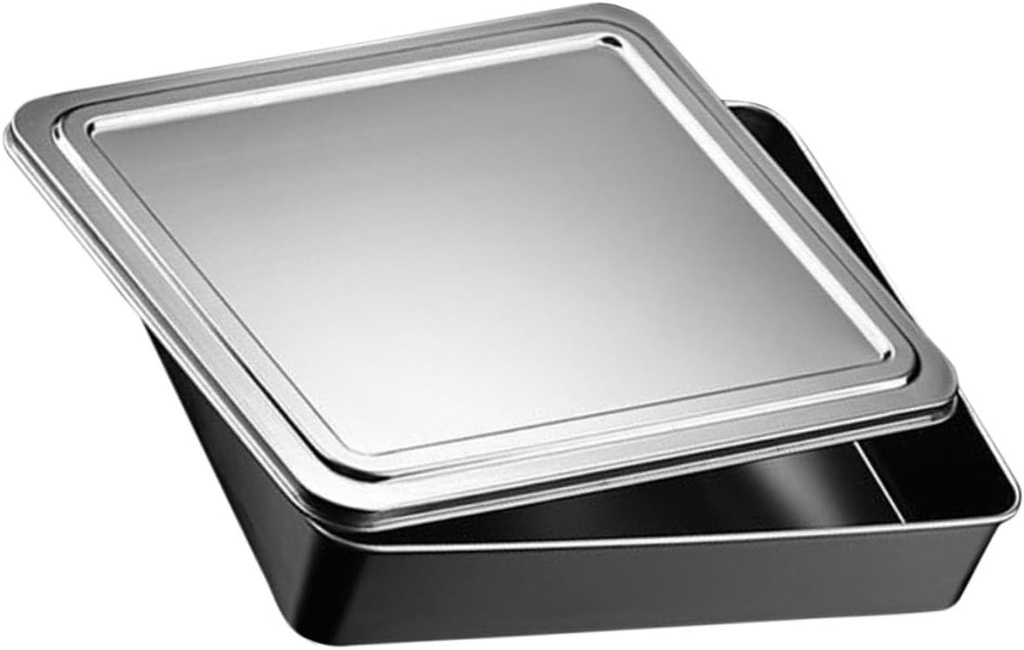 Wakauto Nonstick Stainless Steel Cake Pan with Lid Rectangular Baking Bread Pan Cake Box for Tiramisu and Desserts