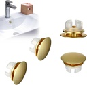 2 Pcs Solid Brass Sink Overflow Cap Round Hole Cover for Bathroom Basin Sink Overflow Cover Sinks Basin Trim Overflow-Covers Bathroom Vanity Gold Insert in Hole Round Caps Replacement