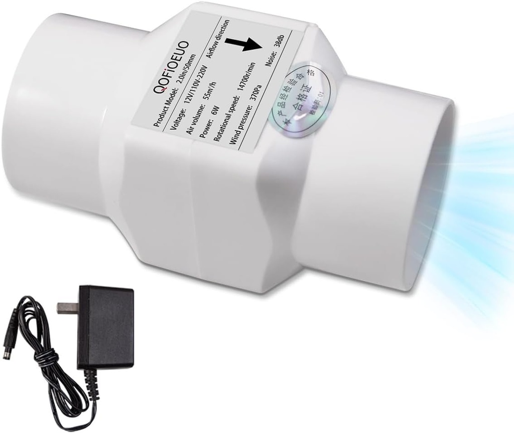 2 inch/50mm Inline Booster Duct Fan 6W with Variable Speed Controller Ventilation Cooling Exhaust Fan Low Noise Energy Efficient Blower Can Fan for 3D Printer Bathroom Kitchen (NO Adjustable Speed)