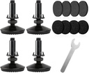 4 Set M10 Adjustable Leveling Feet, Heavy Duty Height Adjuster Furniture Leveler Foot With T Nut, Screw On Cabinet Restaurant Table Chair Self Levelers Leg (2" Base Dia & Thread Length, Black)