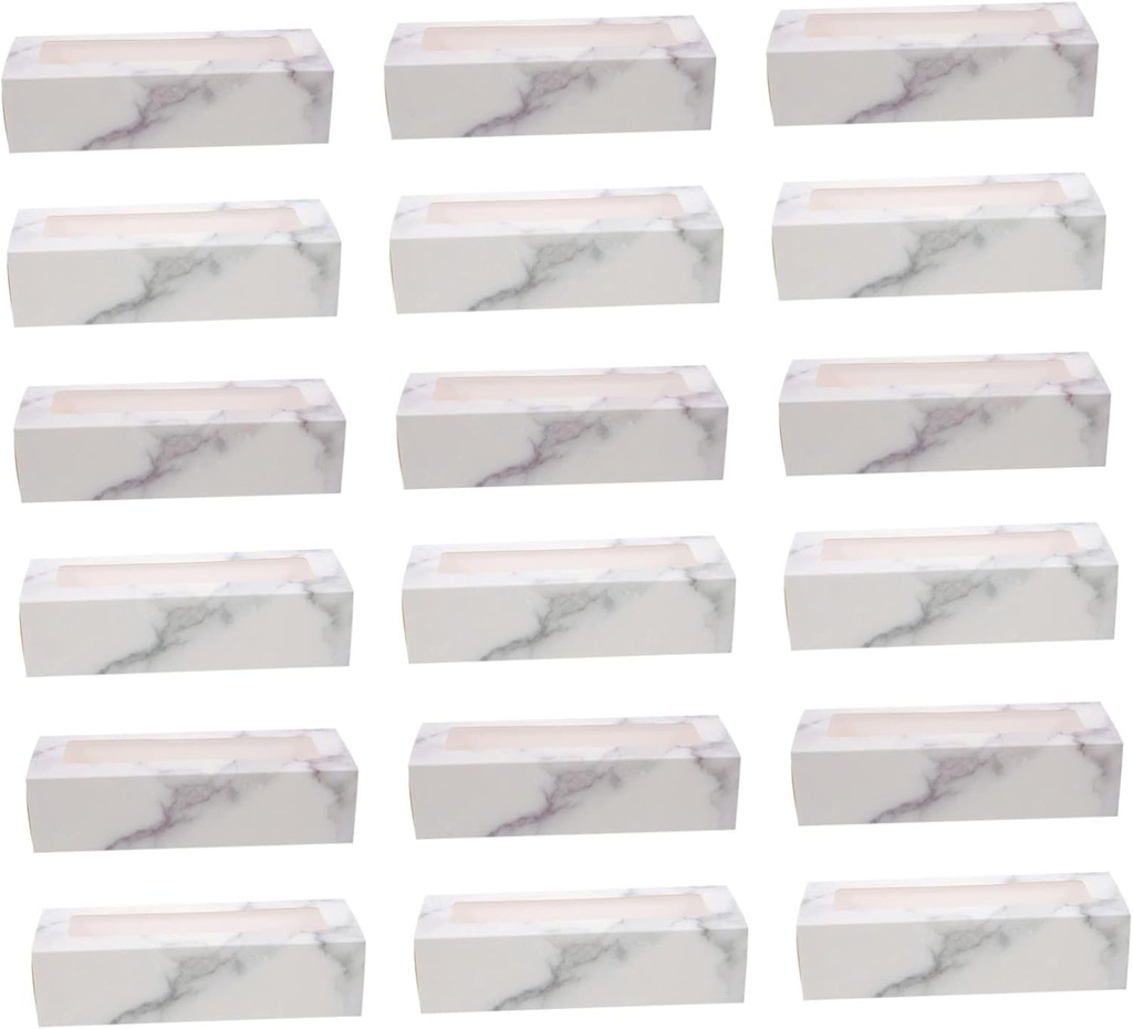 20pcs Macaron Packing Boxes Rectangle Dessert Baking Boxes Window Cupcake for Bakery Catering