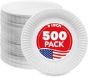Stock Your Home 9-Inch Paper Plates Uncoated, Everyday Disposable Plates 9" Paper Plate Bulk, White, 500 Count