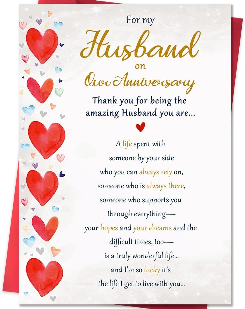 Romantic Anniversary Card for Husband, Funny Anniversary Card Gifts from Wife, Sweet Wedding Day Gifts for Husband