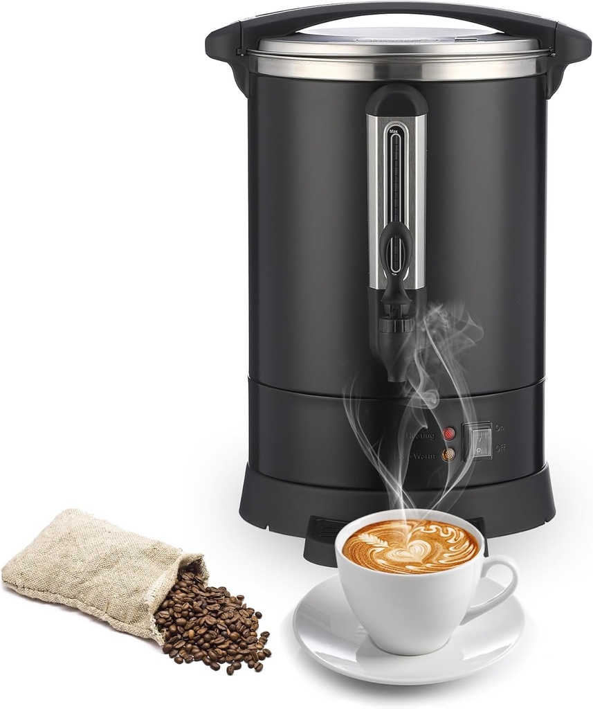 Garvee Commercial Coffee Urn,100 Cup-14 L,Hot Water Dispenser with Percolator, Stainless Steer Hot Beverage, Easy Two Way Dispenser,Black