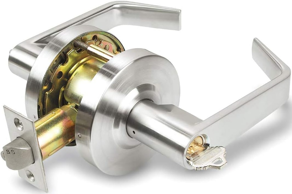 Commercial Cylindrical Lever Heavy Duty Non-Handed Grade 2 Door Handle (Storeroom, Satin Chrome, 26D) - INOX BL-07 - UL 3 Hour Fire Rated & ADA Compliant