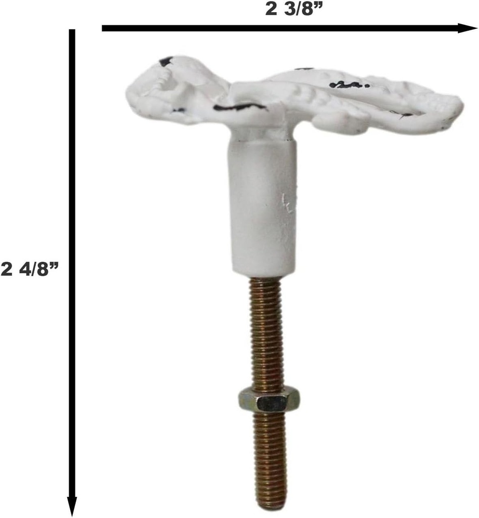 Ebros Gift Pack of 6 Rustic Distressed Aged White Hand Painted Cast Iron Nautical Marine Sea Octopus Drawer Cabinet Door Furniture Pull Knobs Ocean Beach Accent Hardware Knob