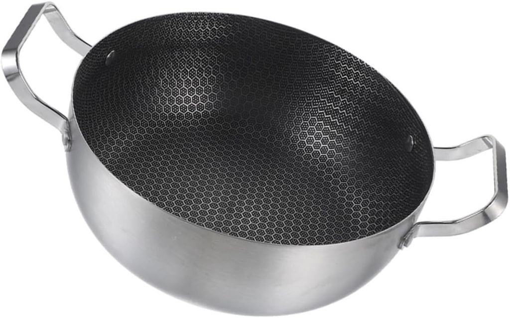 Garneck Stainless Steel Nonstick Hot Pot with Dual Handles Thickened Even Heat Distribution Cooking Pan for Home Restaurant Easy Clean and Scalding Design