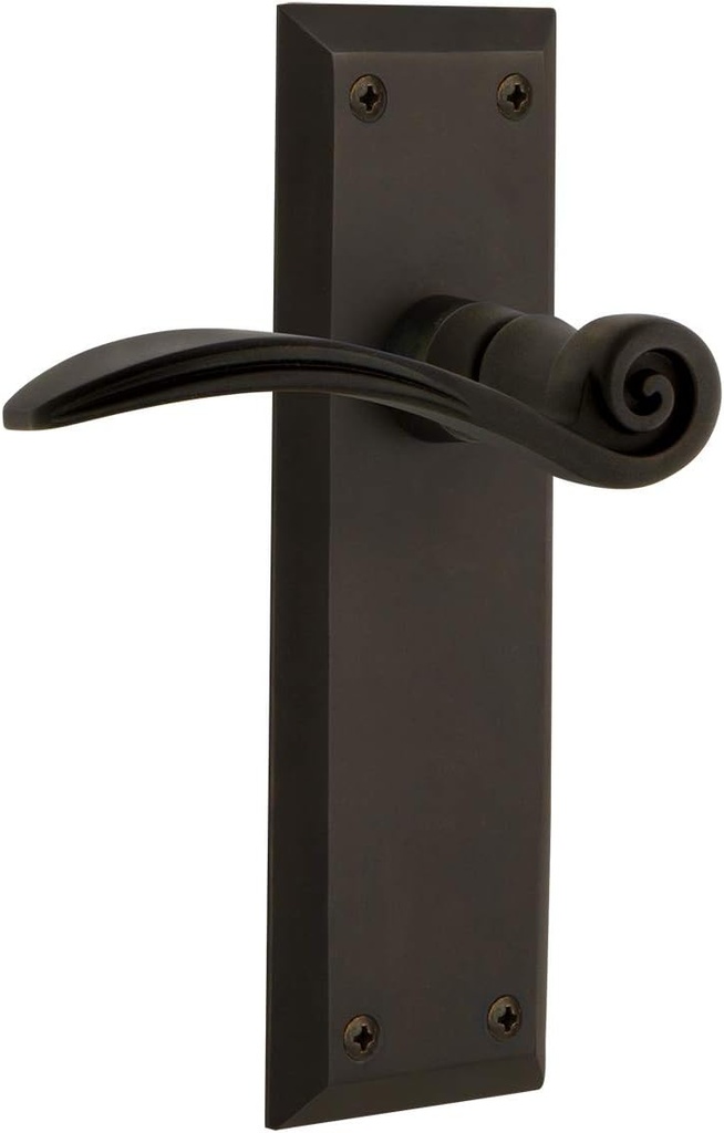 Nostalgic Warehouse New York Plate Passage Swan Lever in Oil-Rubbed Bronze