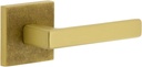 Viaggio QADMLNLUS_SD_RH Motivo Solid Brass Non-Turning One-Sided Dummy Door Lever with Lusso Lever and Quadrato Linen Backplate - Satin Brass
