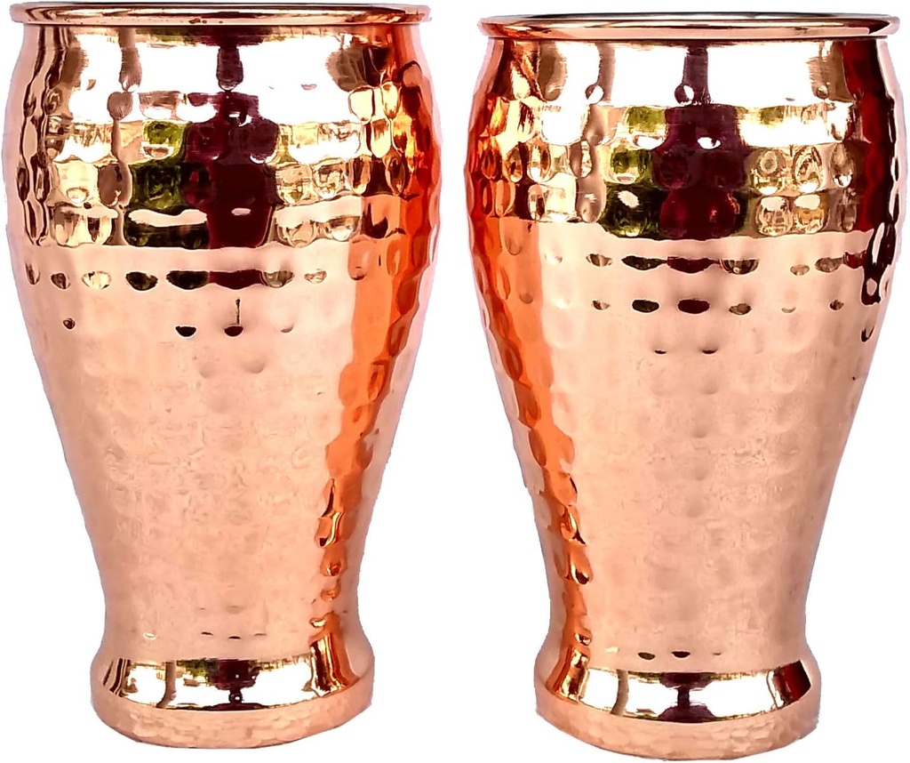 Rastogi Handicrafts Steel Copper Wine glass set serving glass tumbler beer glass bar tumbler serving set (2)