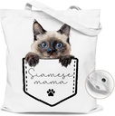 Cat Mama Canvas Tote Bag with Magnetic Buckle-Cat Lovers Gifts for Birthday, Mother's Day, Christmas.