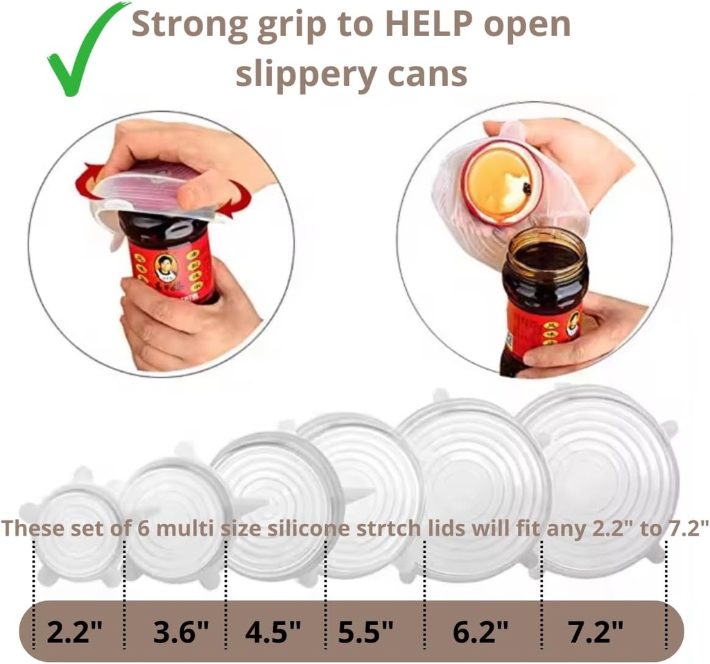 Silicone Lids for Food Storage - reusable stretch wrap Higher Rim for Better Support - Thicker Material - Silicone Lids - Reusable Bowl Covers - ideal for Food Preservation - Universal