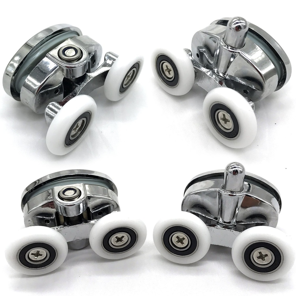 YUANQIAN Set of 4 New Oval Butterfly Twin Wheel Shower Door Rollers