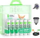 EBL Solar AA Battery Rechargeable Batteries for Outdoor Solar Lights, 1300mAh NIMH Pre-Charged 1.2V Recharge up to 1200x Times for Garden Landscaping String Lights, Pack of 12