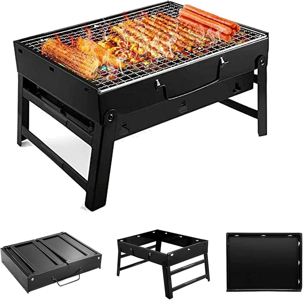 Charcoal Barbecue Grill, Compact Portable BBQ Grill Foldable Barbecue Smoker Grill Desk Tablebarbecue Perfect for Camping Picnic Outdoor Garden Party, 35 X 26 X 20 cm