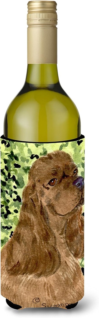 Caroline's Treasures SS8807LITERK Cocker Spaniel Wine Bottle Hugger Bottle Cooler Sleeve Hugger Machine Washable Collapsible Insulator Beverage Insulated Holder