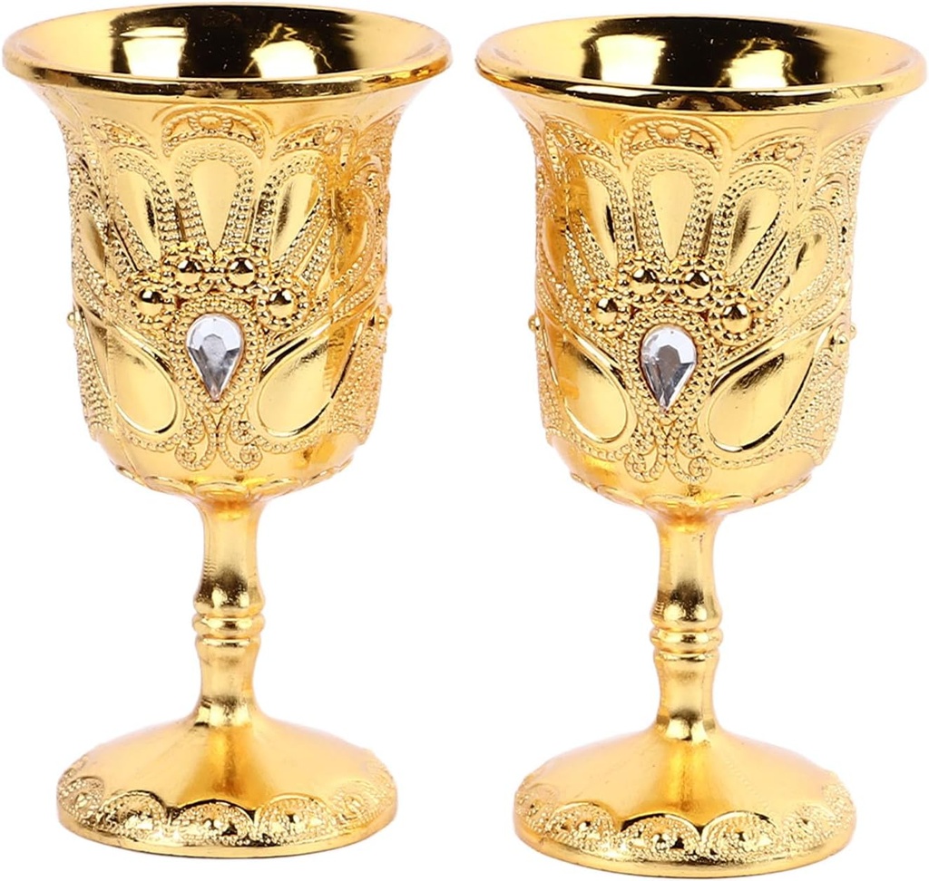 Antique Goblet Cup,Royal Wine Glasses, 2Pcs Chinese Chalice Retro Elegant Metal Glass Embossed Pattern Pimp Cup for Party Banquet Bar Family Wine Glass Iced Coffee Cup for Home Party Bar