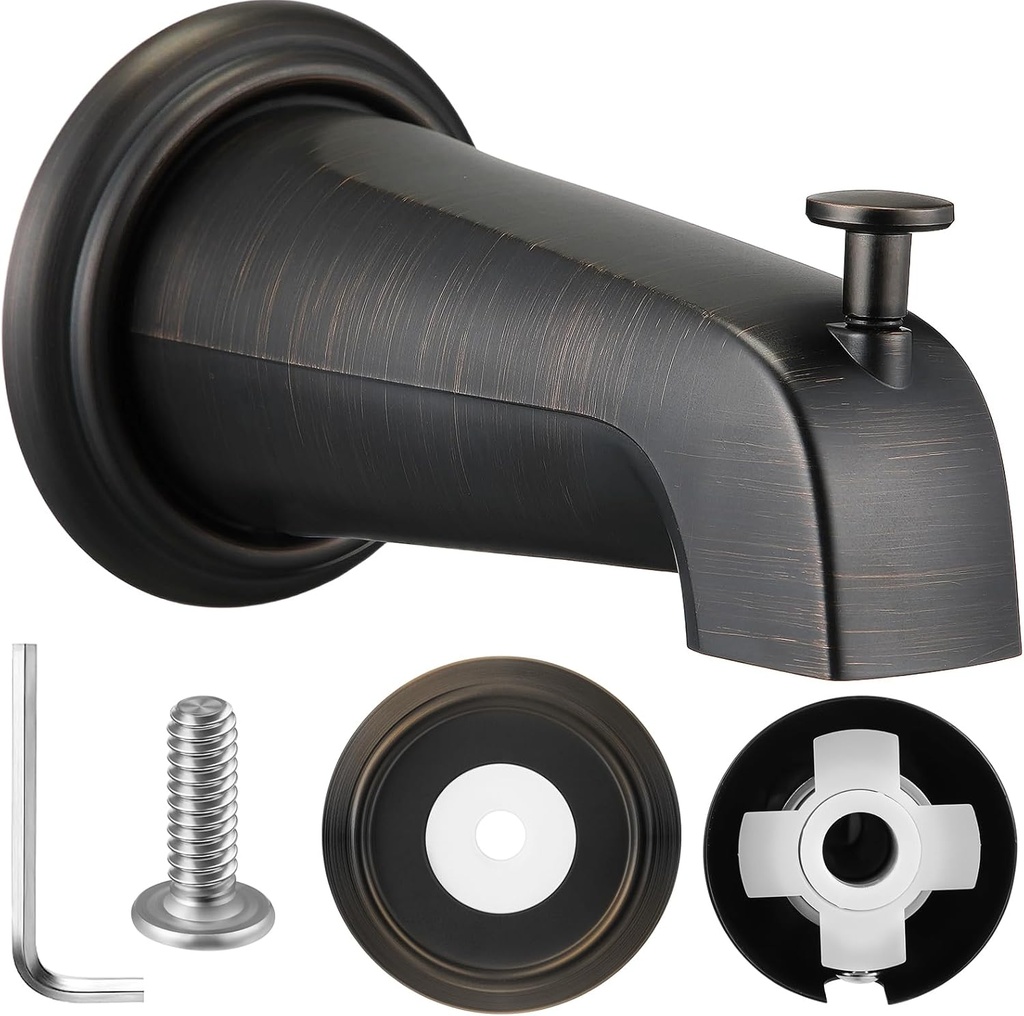 Dreyoo Slip On Diverter Tub Spout with Metal Cover Ring and Foam Gasket, Compatible with Kohler GP85556-CP, Bathroom Bathtub Faucet Set Replacement Fits 1/2'' Copper Water Tube(Oil Rubbed Bronze)