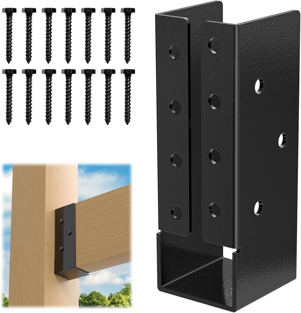 Concealed Joist Hanger (6 Pack), 2"x6" Outdoor Concealed-Flange Joist Bracket with Screws, Q235B Steel Powder Coated Concealed Mount Light Joist Hangers for 2"x6" Beam, Swing, Handrail, Fence