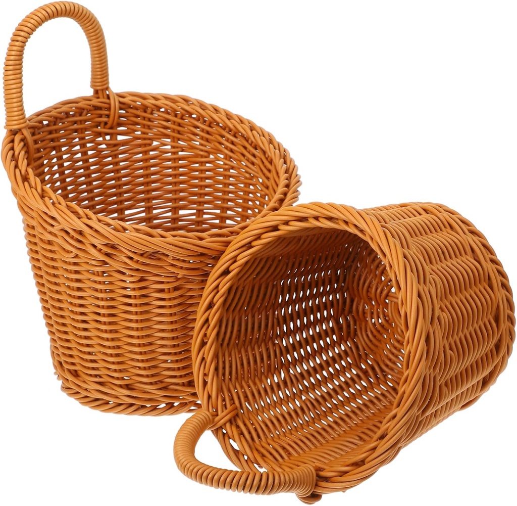 Hanging Storage Basket Set 2pcs Woven Wall Baskets for Onions Ginger Garlic Fruit Kitchen Decor