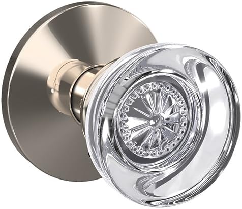 Schlage Custom FC21 HOB 618 KIN Hobson Glass Knob with Kinsler Trim Hall-Closet and Bed-Bath Lock, Polished Nickel