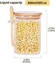3 Pack Airtight Glass Jars with Bamboo Lid & Spoons, 20 OZ Glass Food Storage Jars, Overnight Oats Containers with Lids for Coffee Bean,Sugar,Storage,Dry Goods,Cookie,Candy,Tea,Spices and More