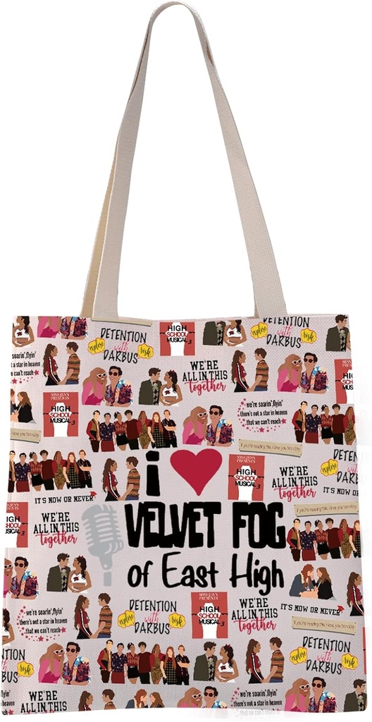 School Musical Theatre Inspired Tote Bag East High Drama Dept Gift (VELVET FOG tote)