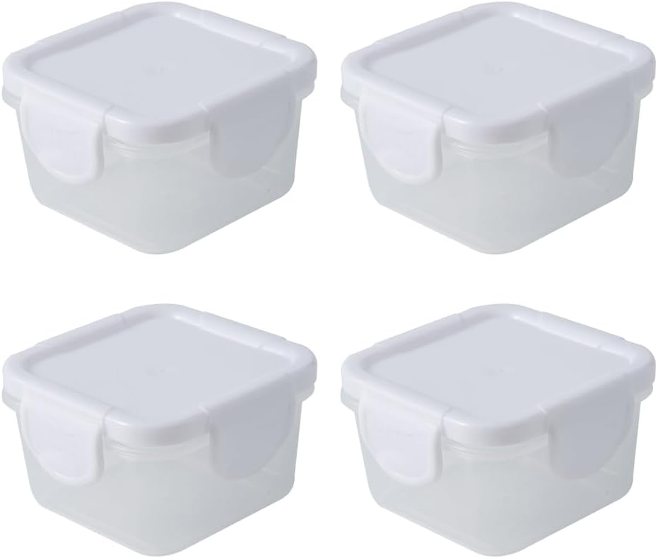 Kichvoe 4Pcs Mini Food Storage Containers with Lids - Leakproof Small Plastic Condiment Boxes for Meal Prep Travel Home & Camping 1.96X1.96X1.57 Inch