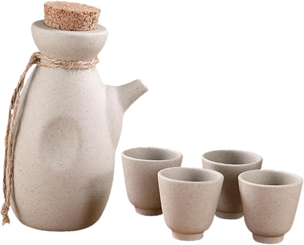 IMIKEYA Ceramic Sake Drinkware Set Japanese Wine Pot Storage Cups Teapot Strainer