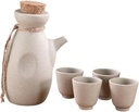IMIKEYA Ceramic Sake Drinkware Set Japanese Wine Pot Storage Cups Teapot Strainer