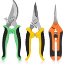 3 Pack Stainless Steel Pruning Shears & Garden Scissors, Premium Handheld Clippers for Gardening, Plants, Flowers, Shrub Trimming - Ergonomic Design with Durable Blades