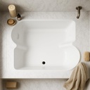 Carver Tubs - BE7260 - Modern White Fiberglass Soaking Bathtub for Bathrooms - Two Person Bathtub - White Modern Spacious Square Tub w/Builtin Headrest - Deep Relaxing Soak - 72"L x 60"W x 19"H