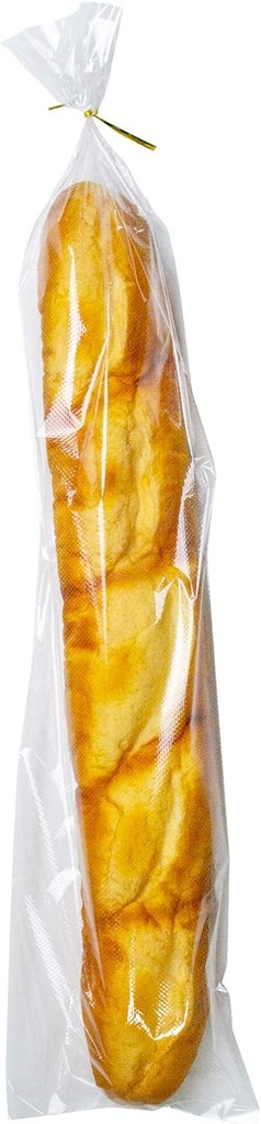 6 x 28 Inch French Bread Bags, 100 Clear Plastic Baugette Long Bags With Free Twist Ties - Mirco Perforated, Thickened, Freezer Safe, Disposable