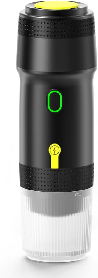 Portable Espresso Maker – 20 Bar Pressure Mini Coffee Machine, Battery Operated, Compatible with Ground Coffee and Select Pods, for Hot and Iced Coffee (Black)