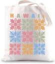 JNIAP Hawaii Quilt Block Tote Bag Hawaiian Quilt Gifts Quilt Retreat Gifts Quilter Gift Hawaiian Quilting Canvas Bag