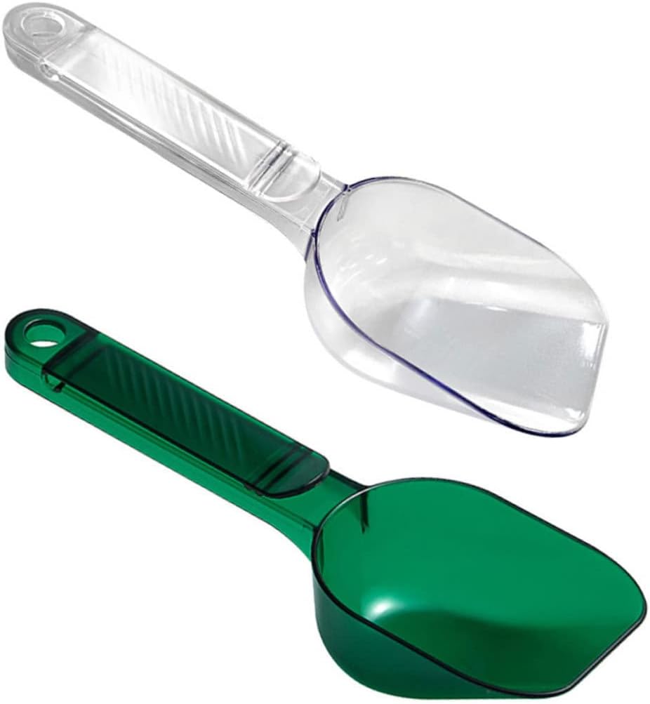VALICLUD 2Pcs Multi Functional Grain Scoop with Sealing Clip Food Grade Rice Spoon for Flour Cereals and Powder Serving Lightweight Kitchen Tool in Transparent White Green