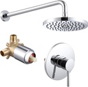 KES Shower Valve and Trim Kit Rain Shower Head Shower Faucet Set Complete Wall Mount Pressure Balance Shower Fixture Polished Finish, XB6202F18-CH