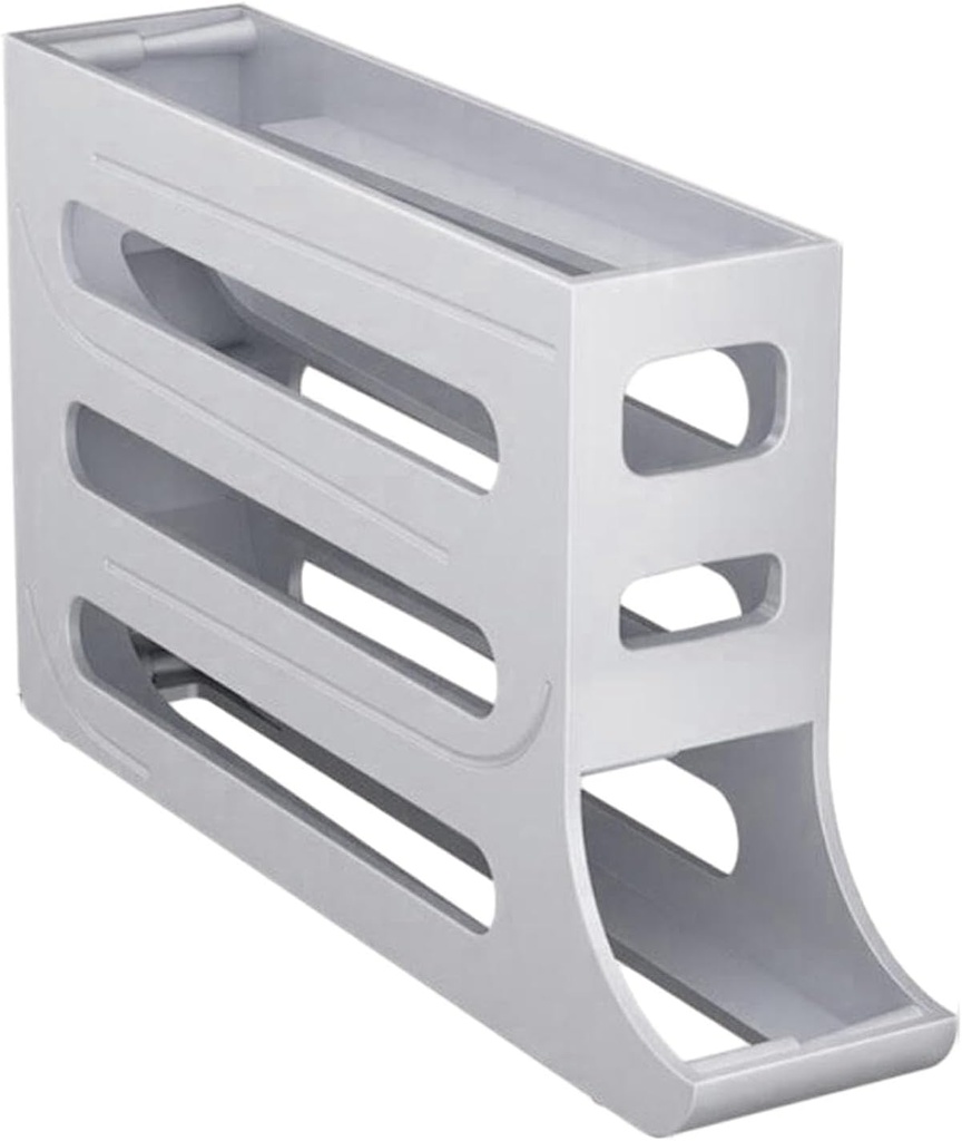 Rolling Egg Dispenser 4 Tier Egg Tray Large Capacity Automatically Fridge Rolling Egg Container for Cabinet Housewarming Gift, gray