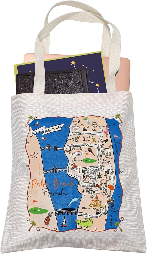 Florida Tote Bag FL Beach Vacation Lover Travel Reusable Shopping Bag Graduation Christmas Trip Gift for Her