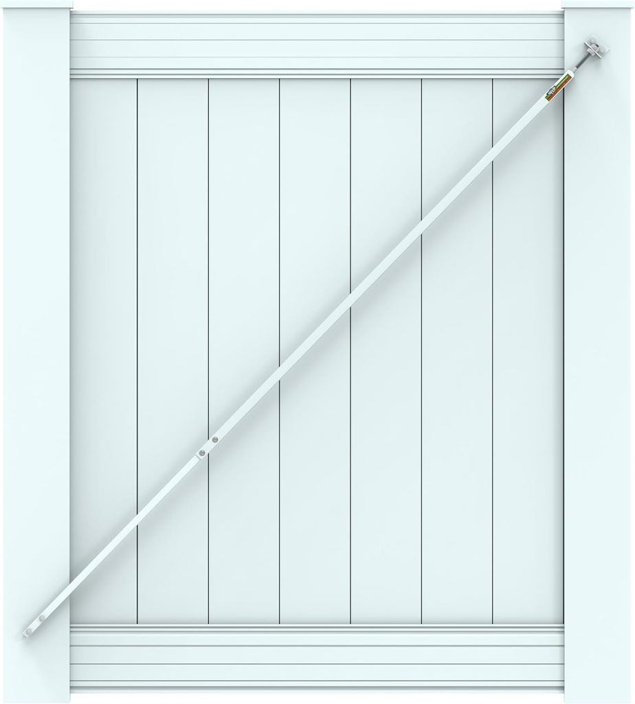 White True Latch 8' Telescopic Gate Brace - White Vinyl Fence Anti Sag Gate Kit - Extends from 52" to 96" - Gate Hardware Kit for Outdoor Vinyl Fence Gates, 1 Patented USA Made Brace