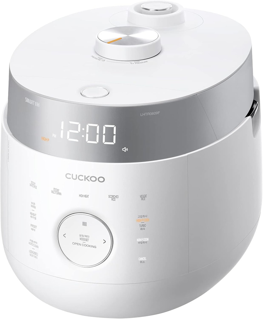 CUCKOO Twin Pressure Rice Cooker 10-Cup Uncooked / 20-Cup Cooked with Induction Heating Technology, 20 Menu Modes with Voice Guide, Large Rice Maker Multi-Cooker & Pressure Cooker (CRP-LHTR1009FW)