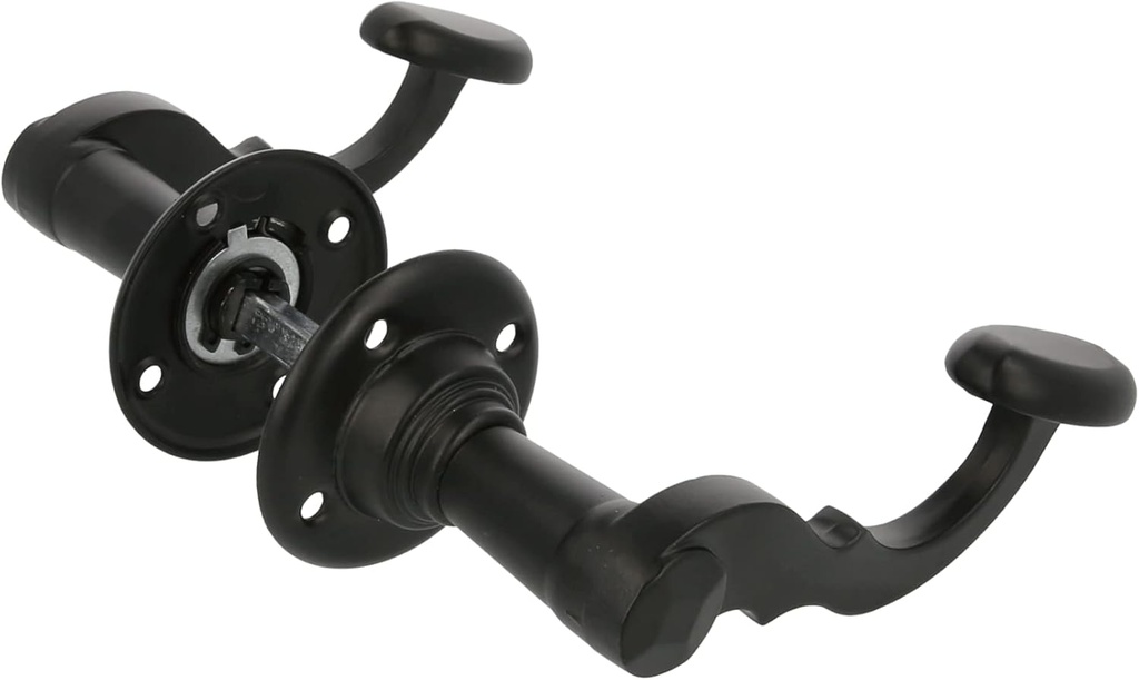 Amig - Set of Handles | Round | Rosette Ø 60 mm | Square 8 mm | Ideal for All Types of Interior Passage Doors | Steel Plate and Black Zamak Handle