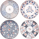 Ceramic Dinner Plates Set of 4,8 Inch Japanese Porcelain Dinner Plates,Dishwasher Microwave Safe,Dessert Plates for Salad, Dessert, Steak, Pasta, Appetizer