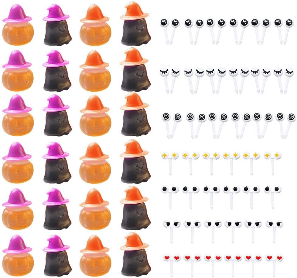 LYFJMUS 84 Pcs Bento Box accessories Halloween Ghost Pumpkin Seasoning Sauce Squeeze Bottles and Halloween ToothpicksMini Salad Dressing Ketchup Container Halloween Cupcake Topper for Halloween Party