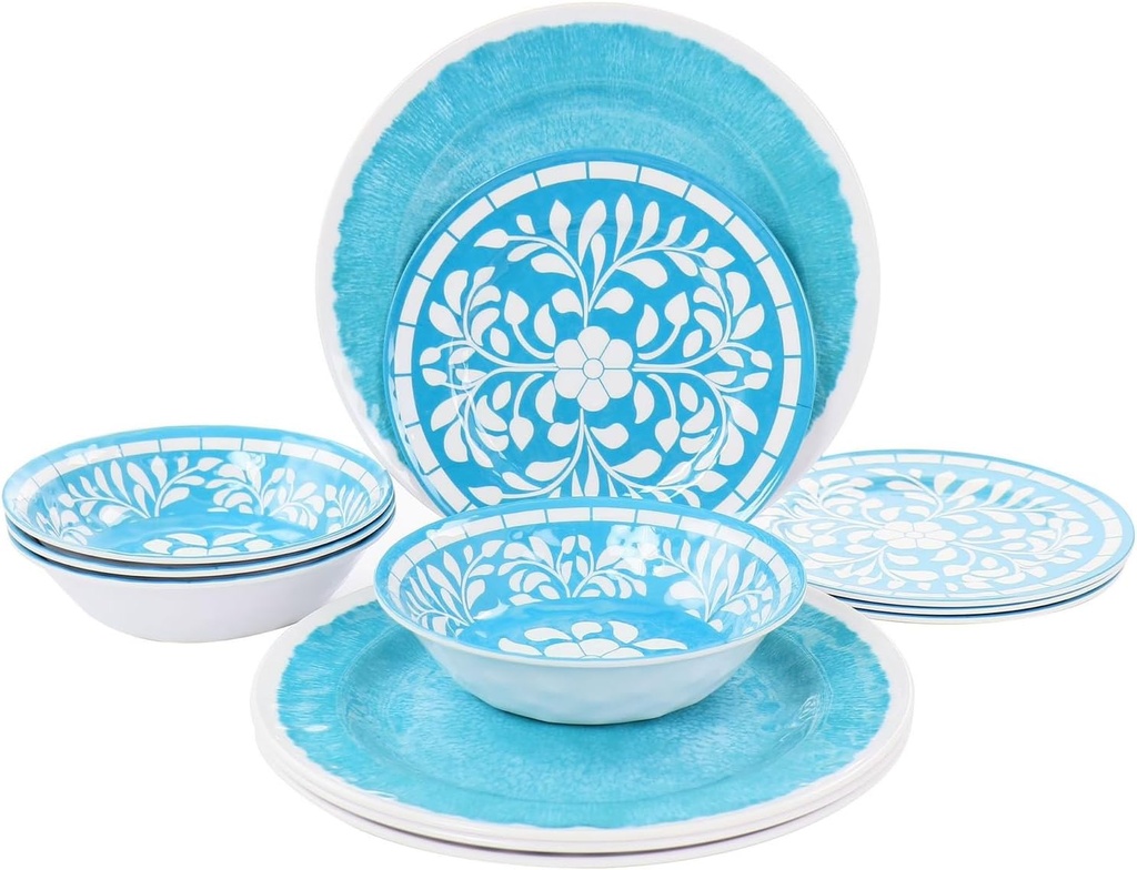 Elama Telly 12 Piece Melamine Dinnerware Set
